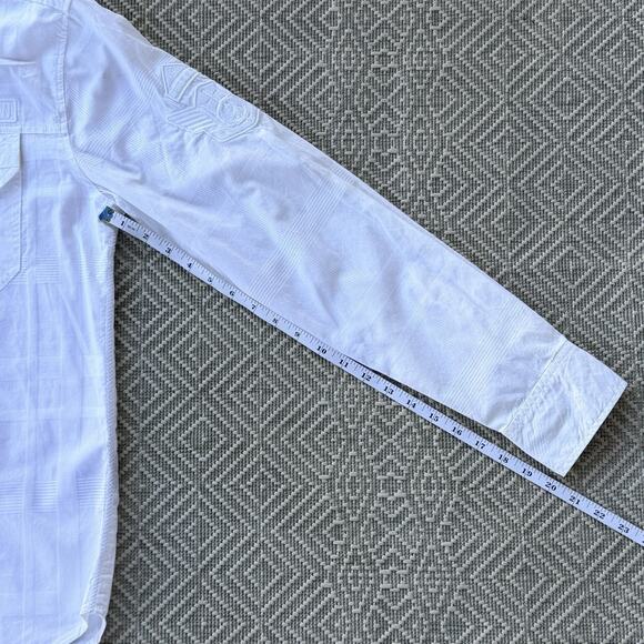 Affliction Shirt Mens Medium White Premium Button Up Embroidery Motorcycle Biker - Picture 11 of 11